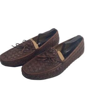 BRAGANO‎ Men's Brown Woven Leather Slip On Driving Loafer Shoes Size US 8 1/2M
